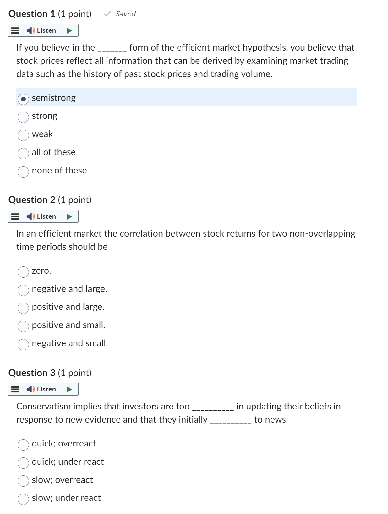 Question 1 (1 point) Saved E I'DListen D ' lfyou