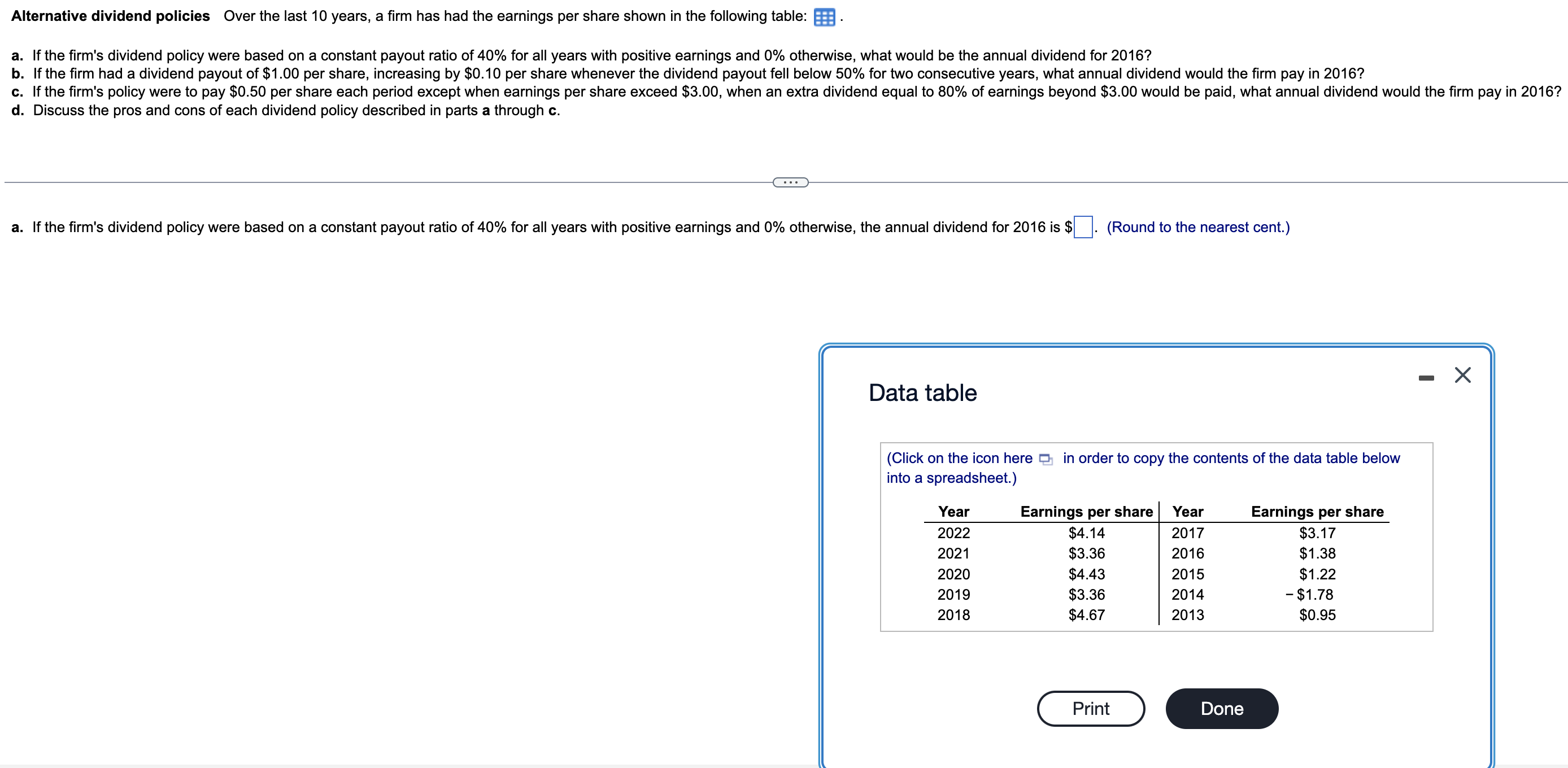 QES. 6 Alternative dividend policies Over the