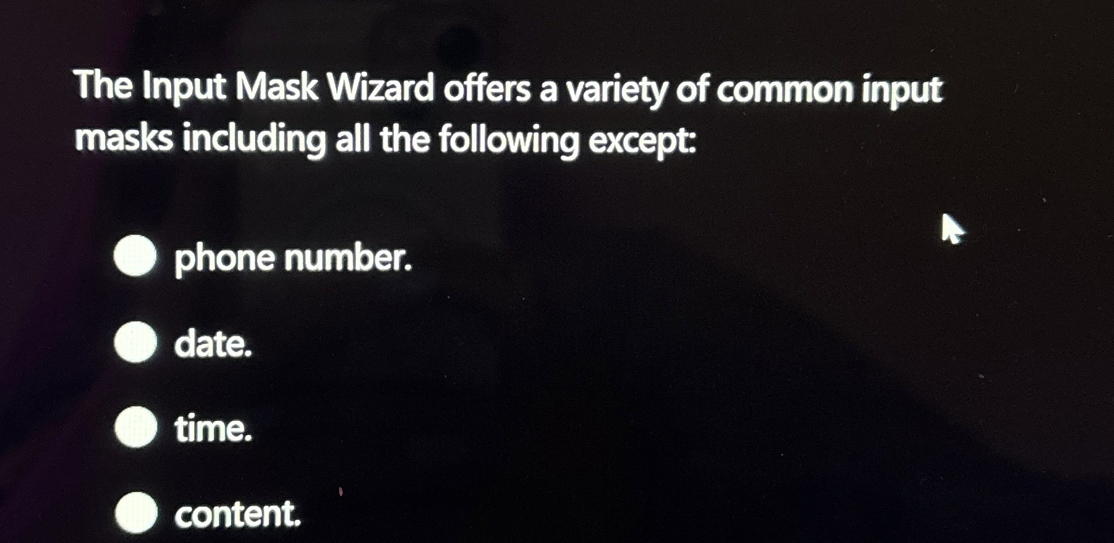 The Input Mask Wizard offers a variety of common