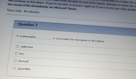 Question 7 A crypepmaphe is a procoline for