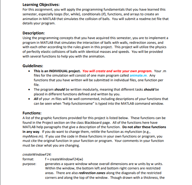 Learning Objectives: For this assignment, you