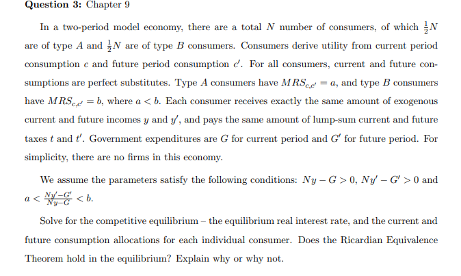 Question 3: I[Shapter 9 In a two-period model