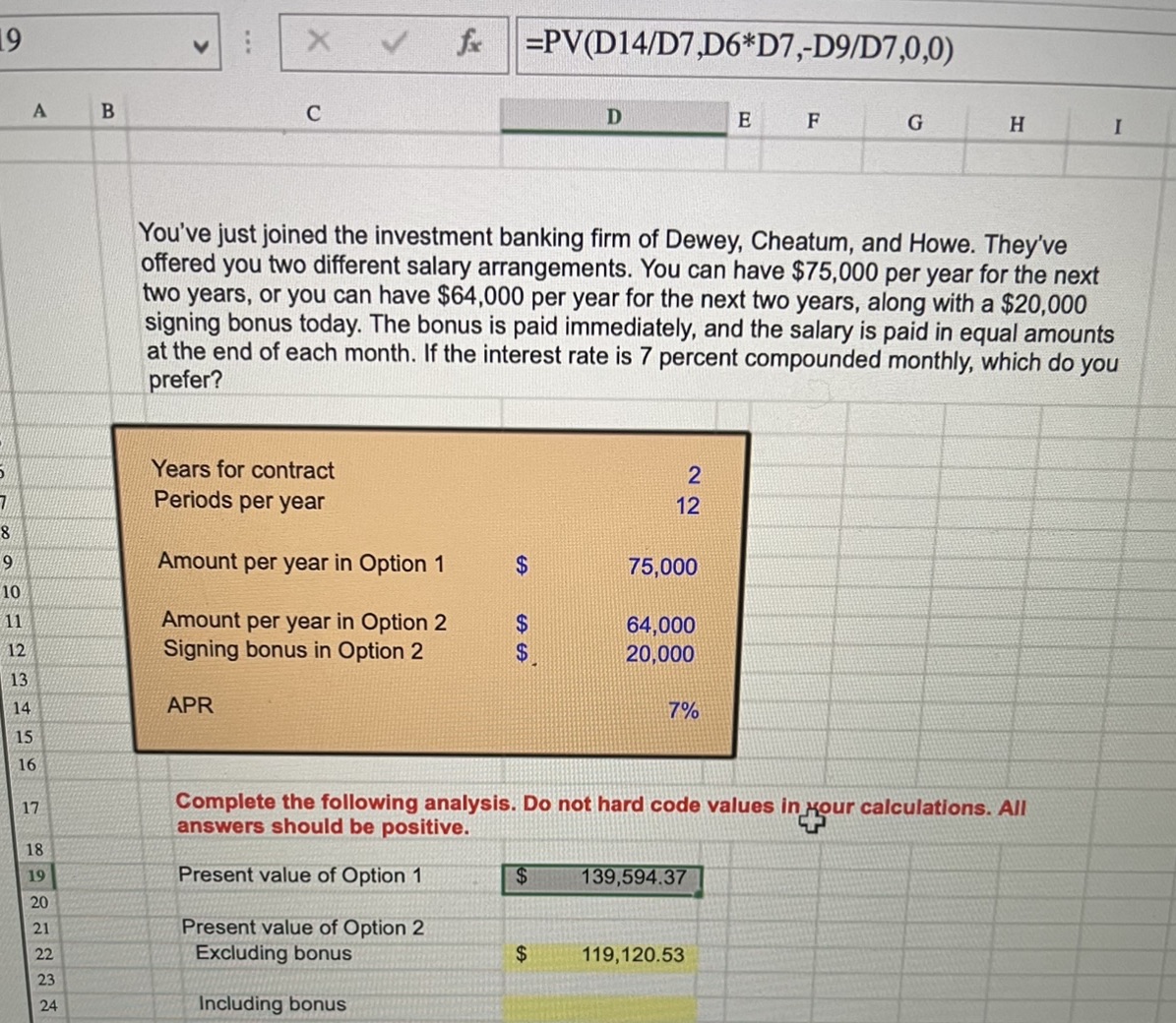 Present of value of opinion 2:
