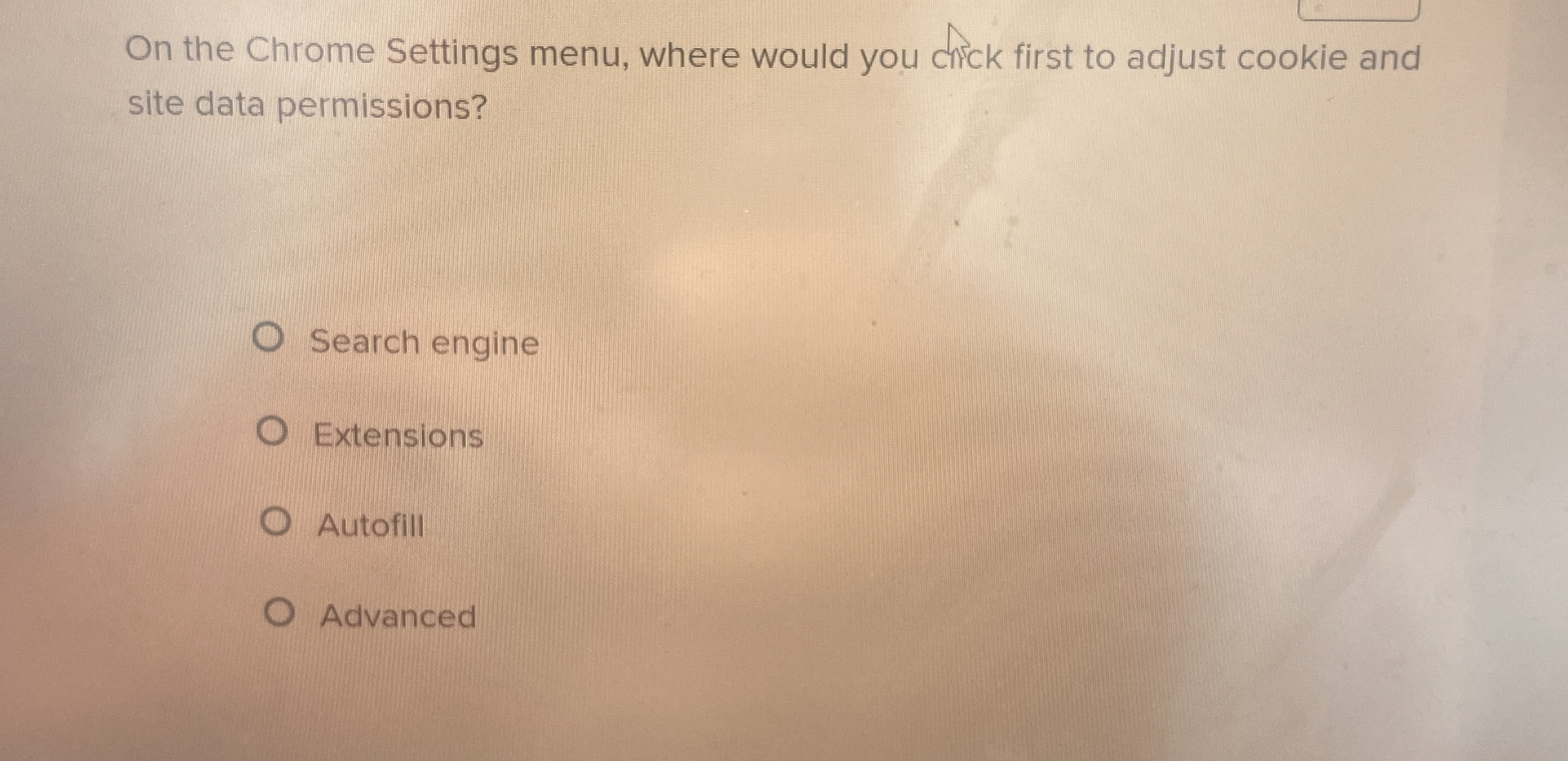 On the Chrome Settings menu, where would you