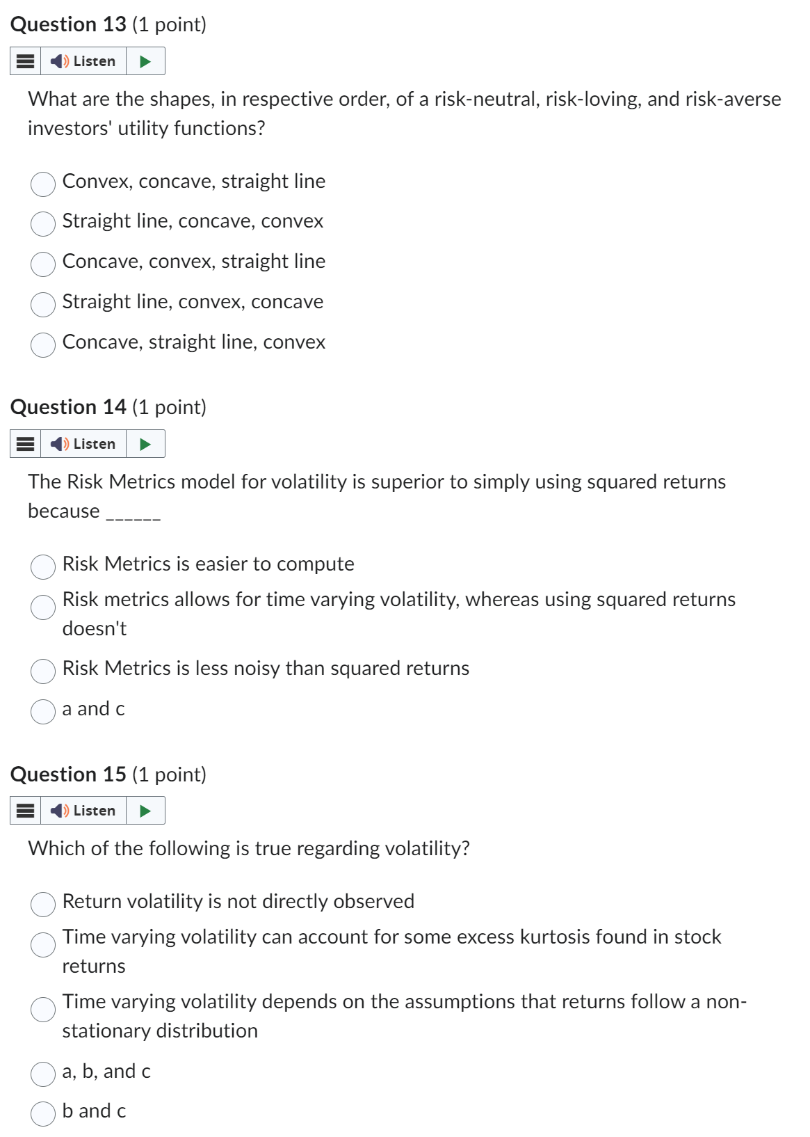 Question 13 (1 point) E (Listen b l What are the