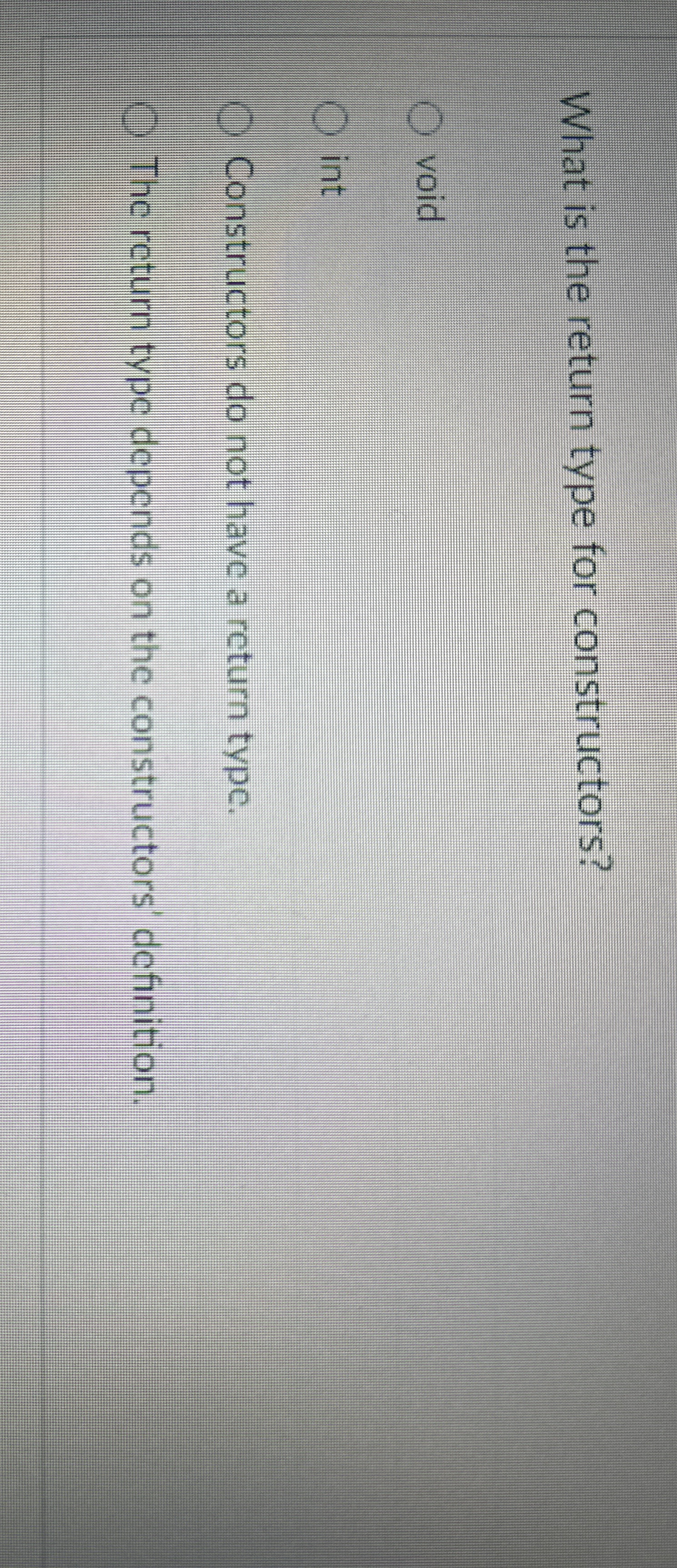 What is the return type for constructors? void