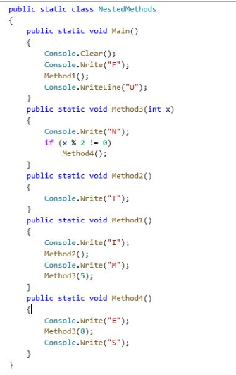 public static class NestedMethods { public static