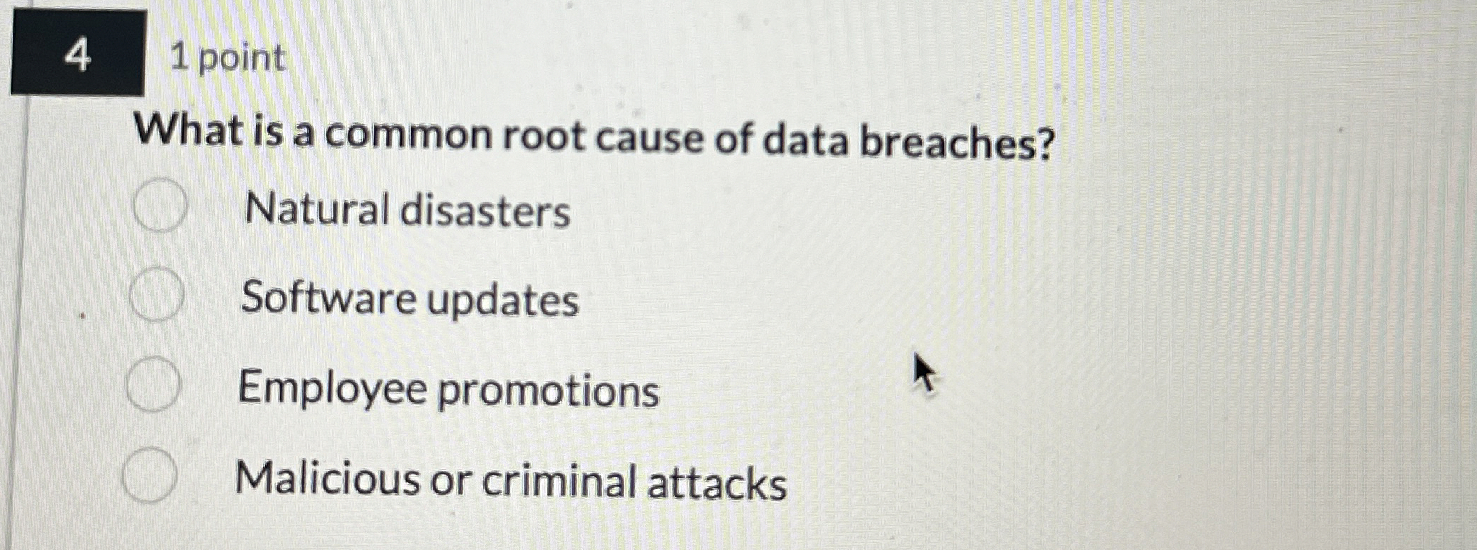 4 1 point What is a common root cause of data