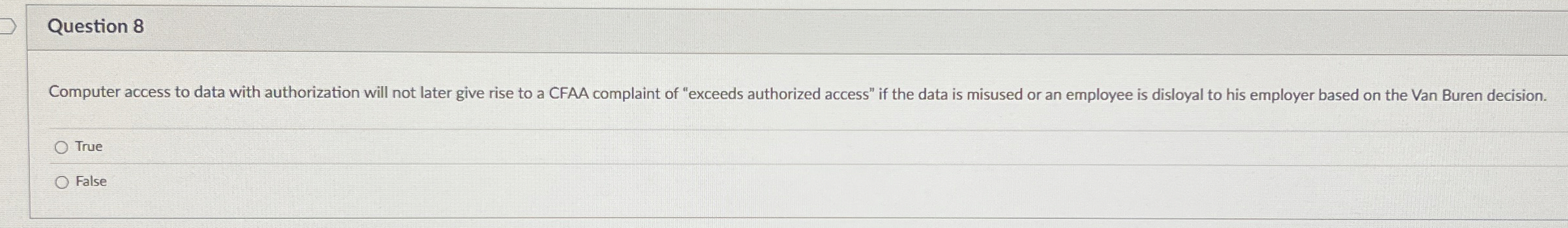 Question 8 Computer access to data with