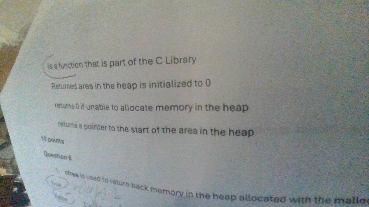 which is a false statement about malloc? Is a