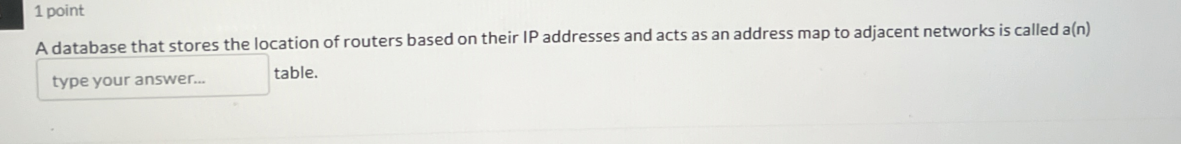 1 point A database that stores the location of
