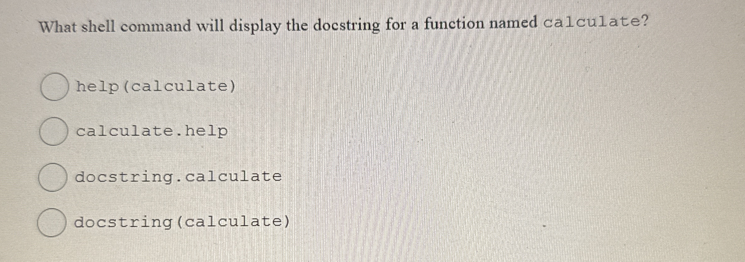 What shell command will display the docstring for