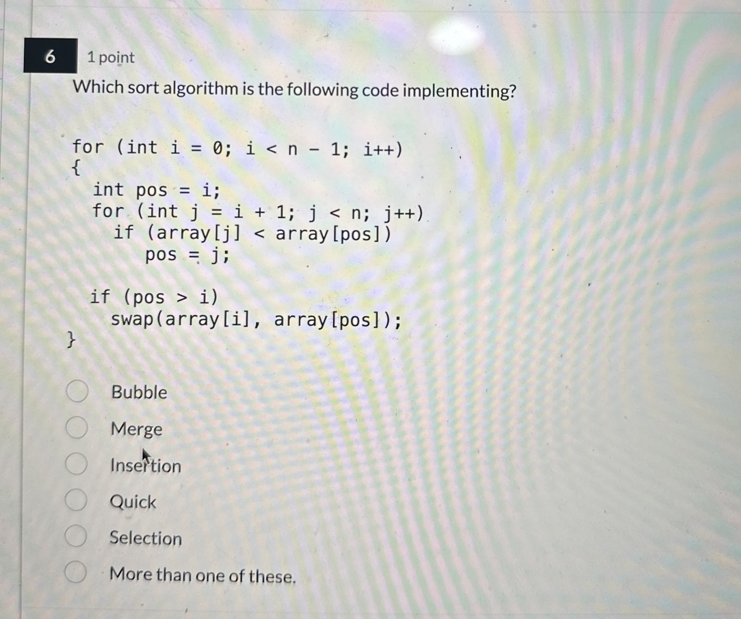 Which sort algorithm is the following code