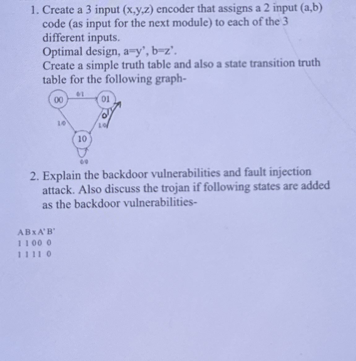 Create a 3 input ( x , y , z ) encoder that