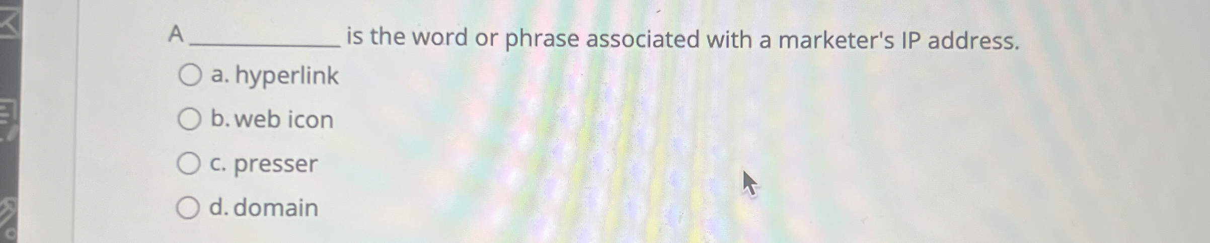 A . is the word or phrase associated with a