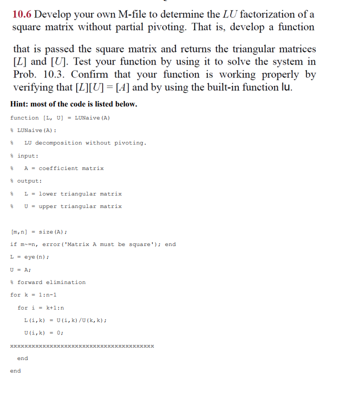 1 0 . 6 Develop your own M - file to determine