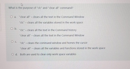 What is the purpose of " clc " and "clear all"