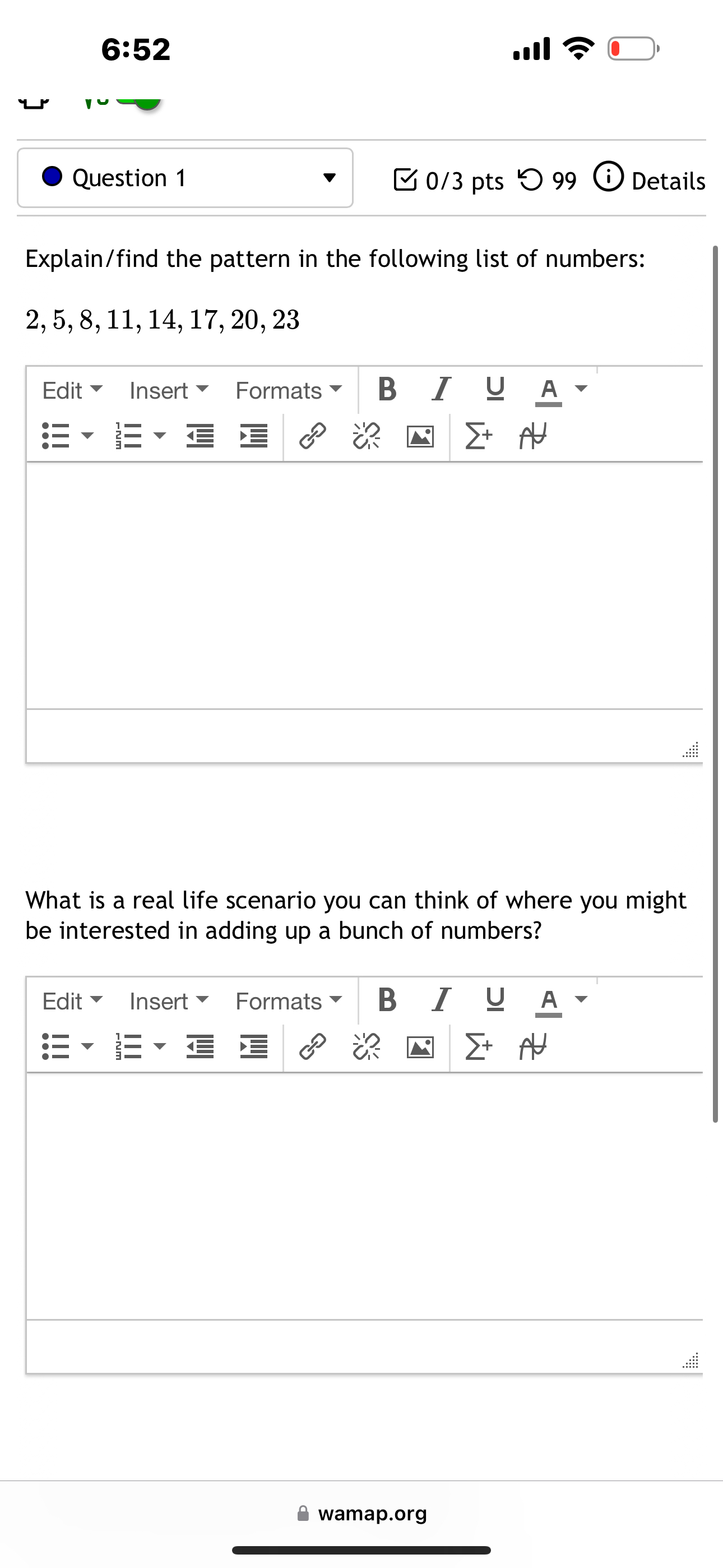 Question 1 Explain / find the pattern in the