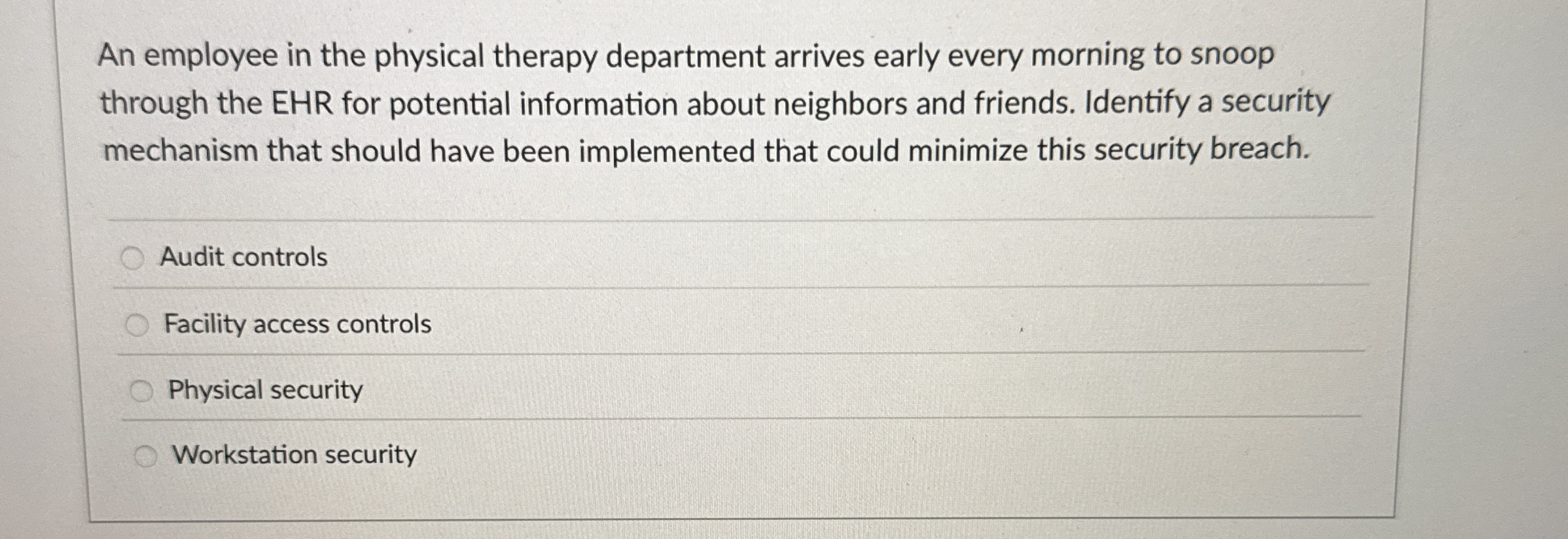 An employee in the physical therapy department