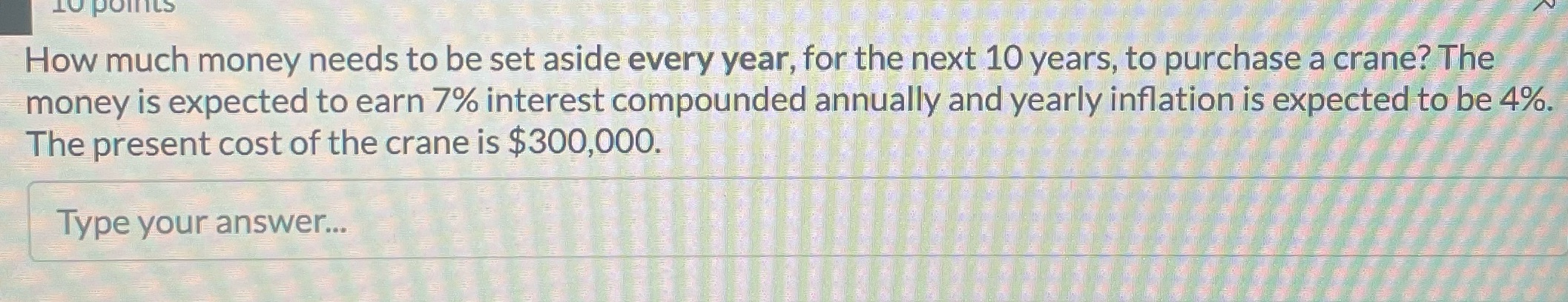How much money needs to be set aside every year,