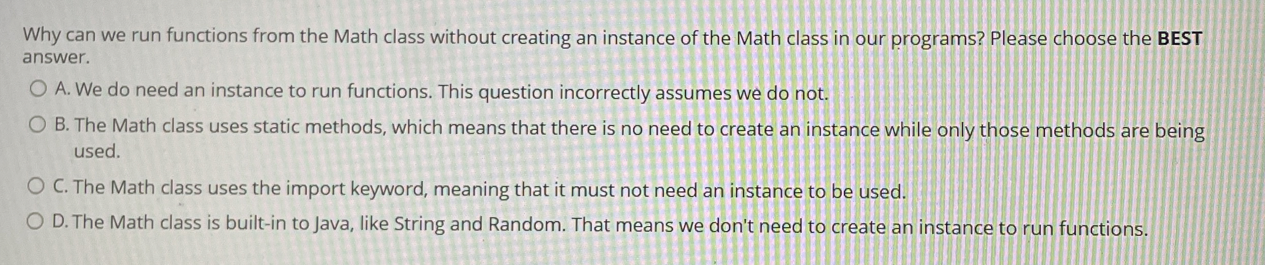 Why can we run functions from the Math class