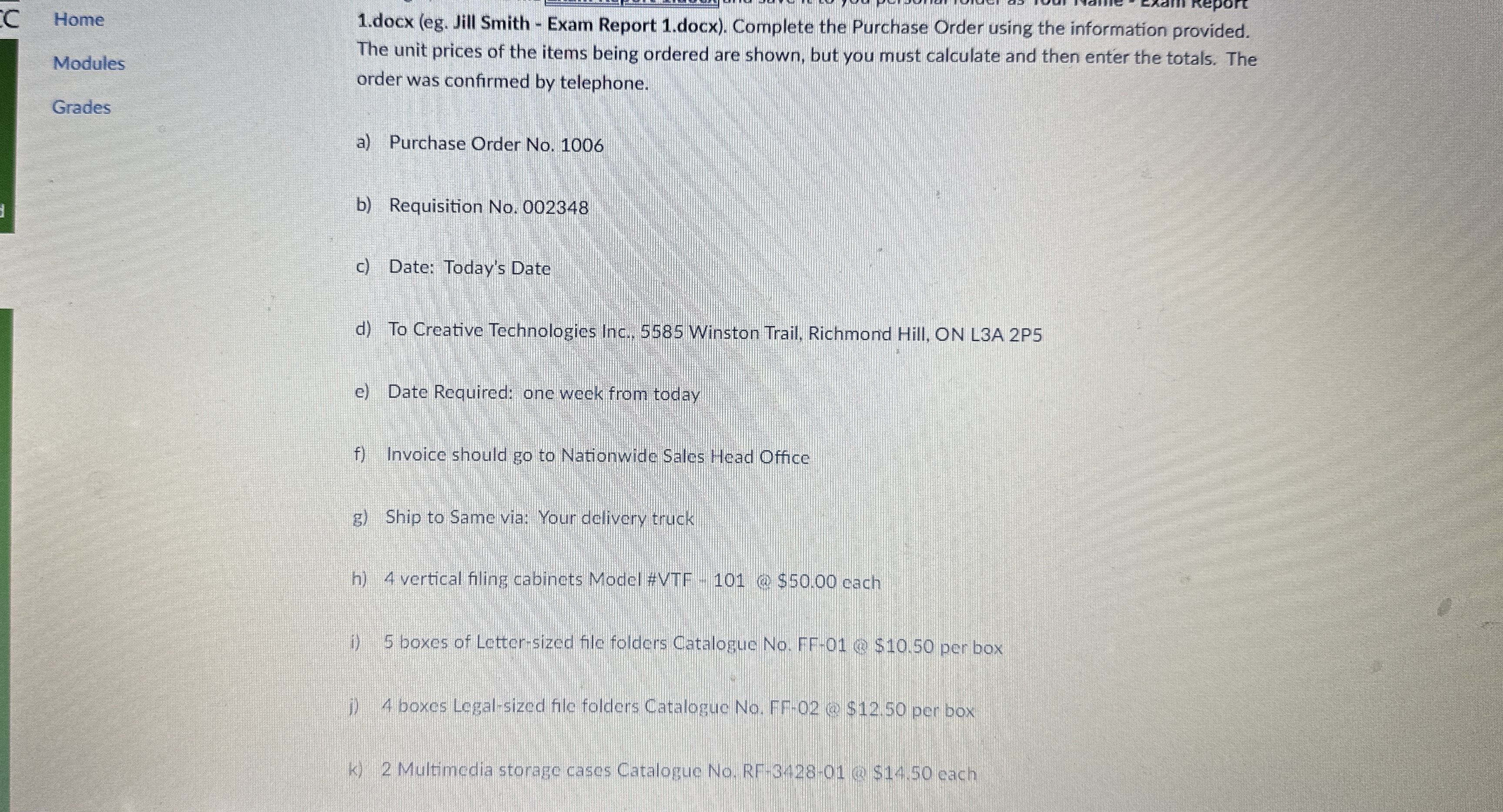 1 . docx ( eg . Jill Smith - Exam Report 1 . docx