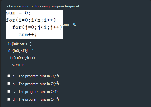 Let us consider the following program fragment a