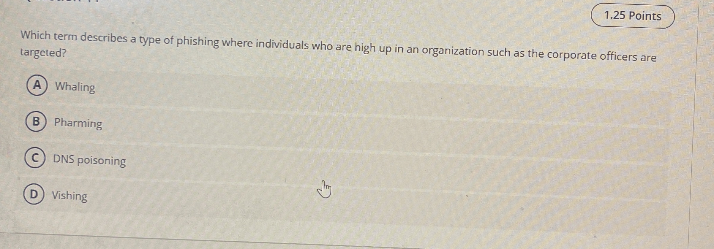 1 . 2 5 Points Which term describes a type of