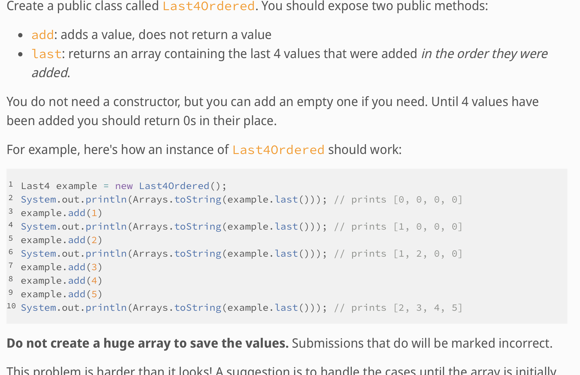 Do not create a huge array to save the values.