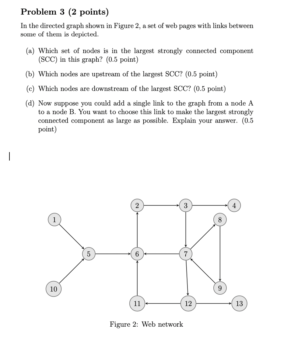 Problem 3 ( 2 points ) In the directed graph
