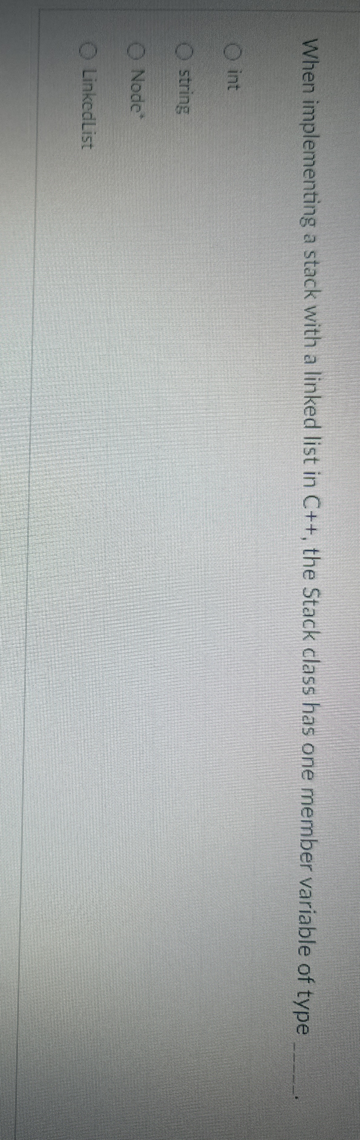When implementing a stack with a linked list in C