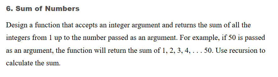 * * in python * * Sum of Numbers Design a