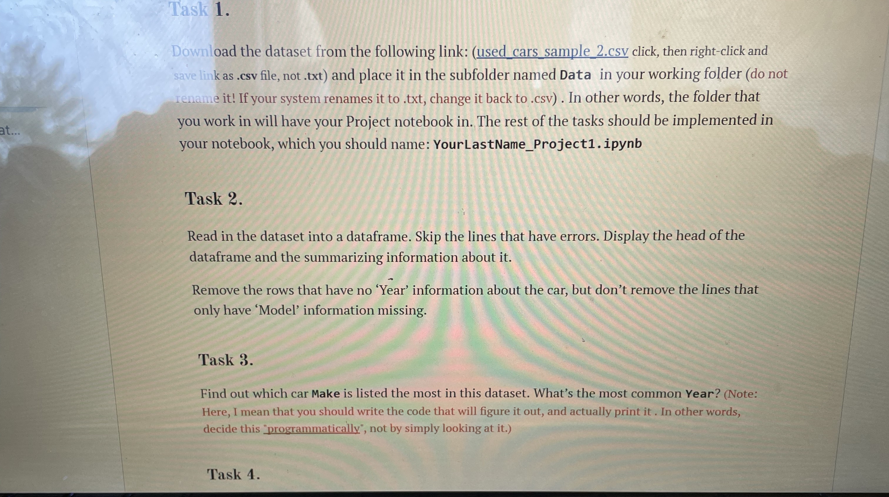 Task 1 . Download the dataset from the following