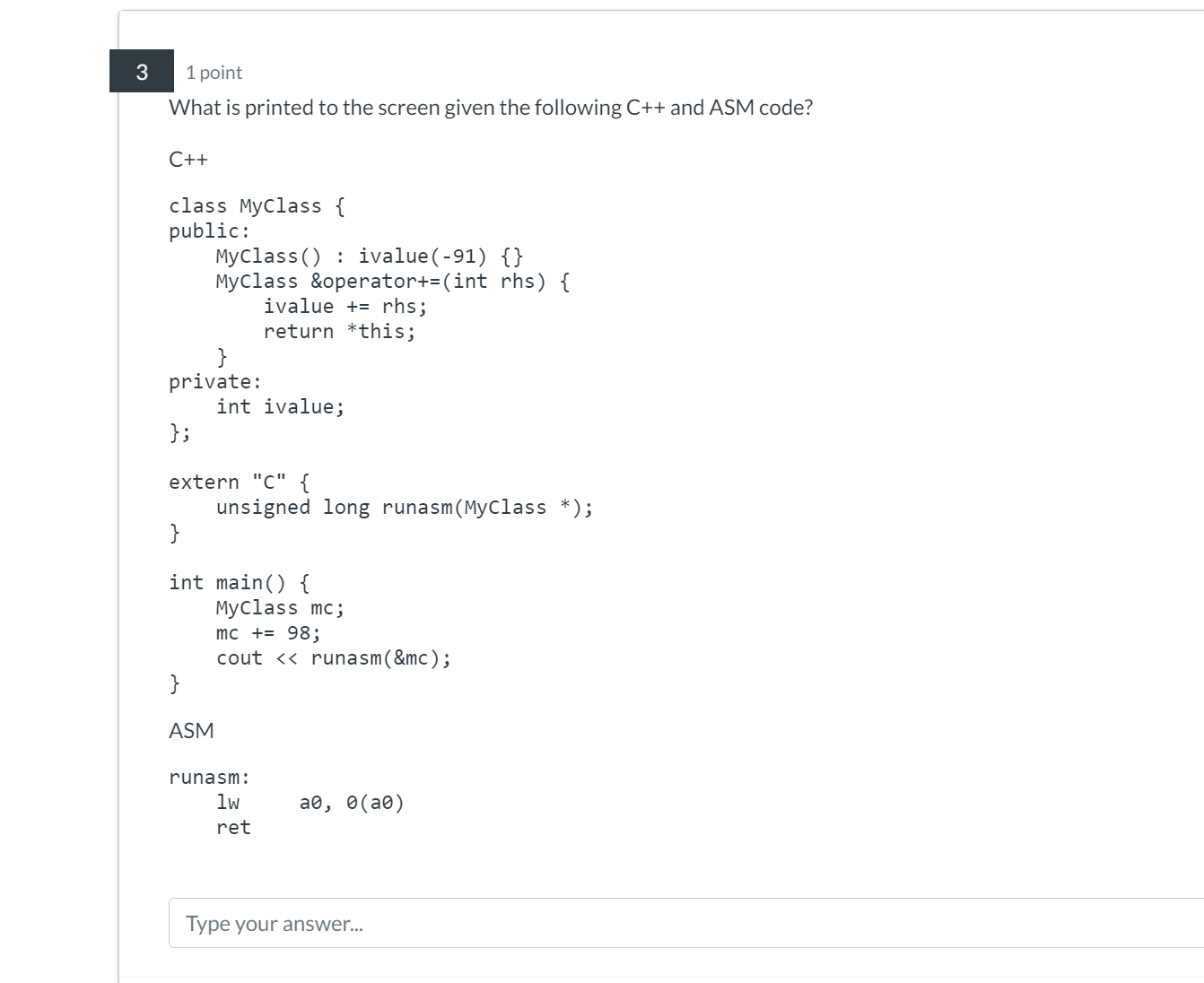 3 What is printed to the screen given the