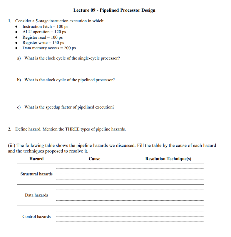 Lecture 0 9 - Pipelined Processor Design 1 .