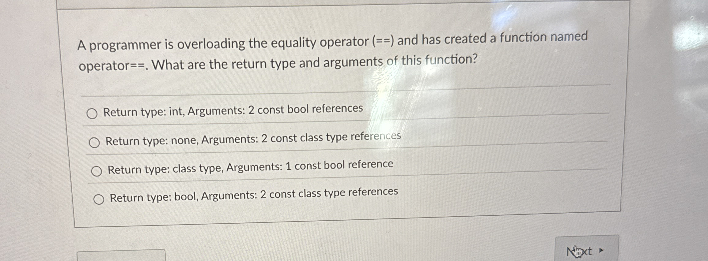 A programmer is overloading the equality operator