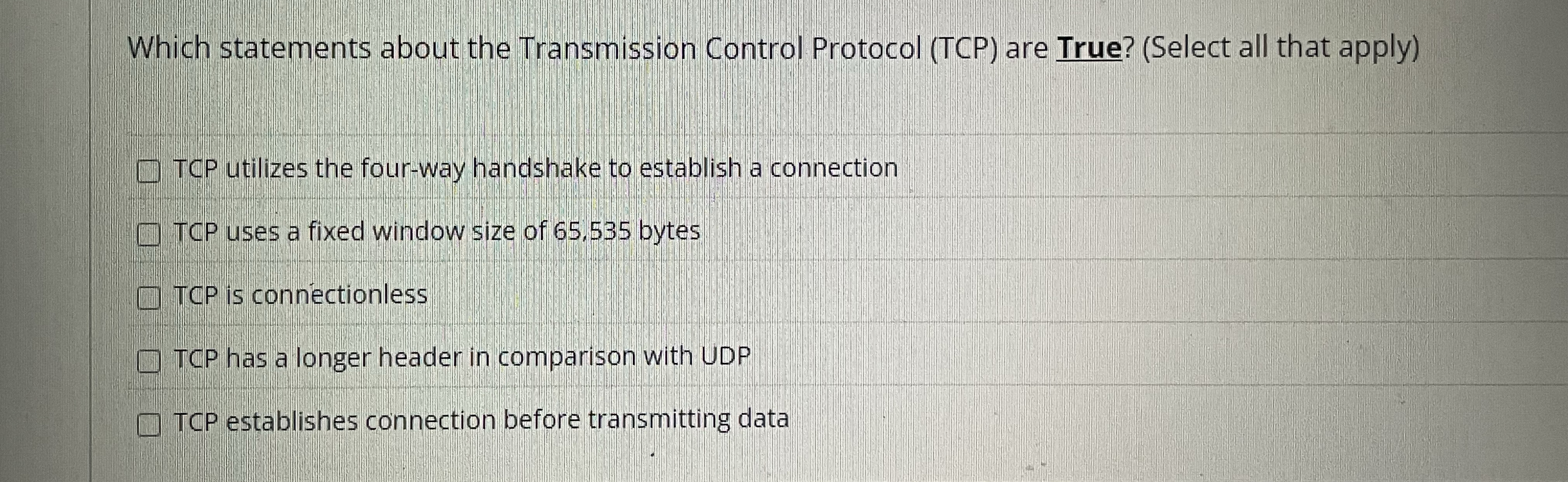 Which statements about the Transmission Control