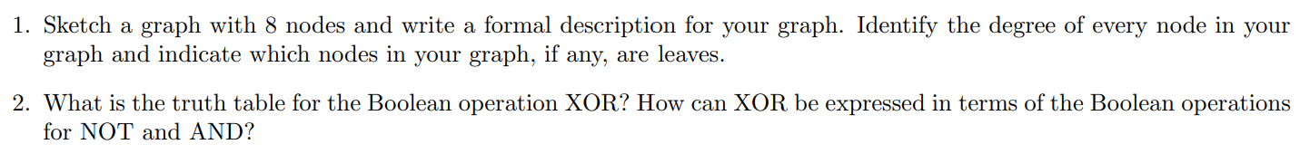 Sketch a graph with 8 nodes and write a formal