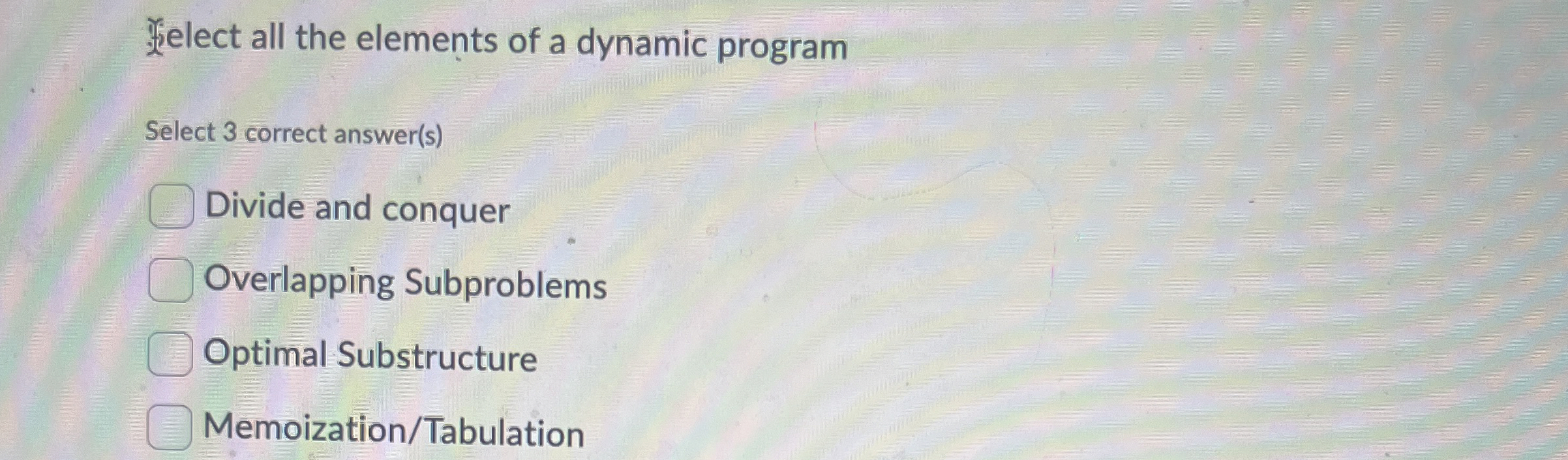 Felect all the elements of a dynamic program