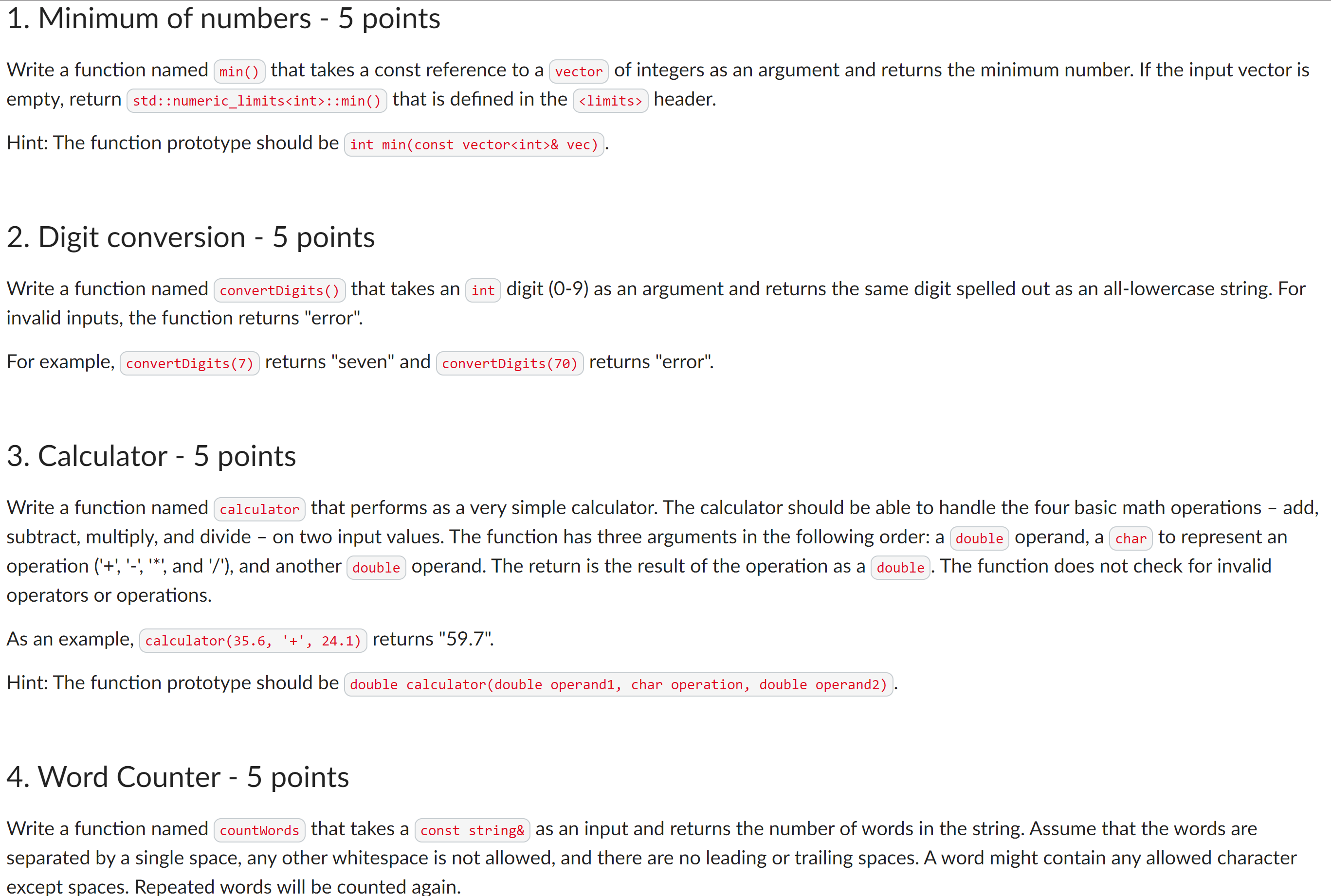 C + + VS code! Minimum of numbers - 5 points