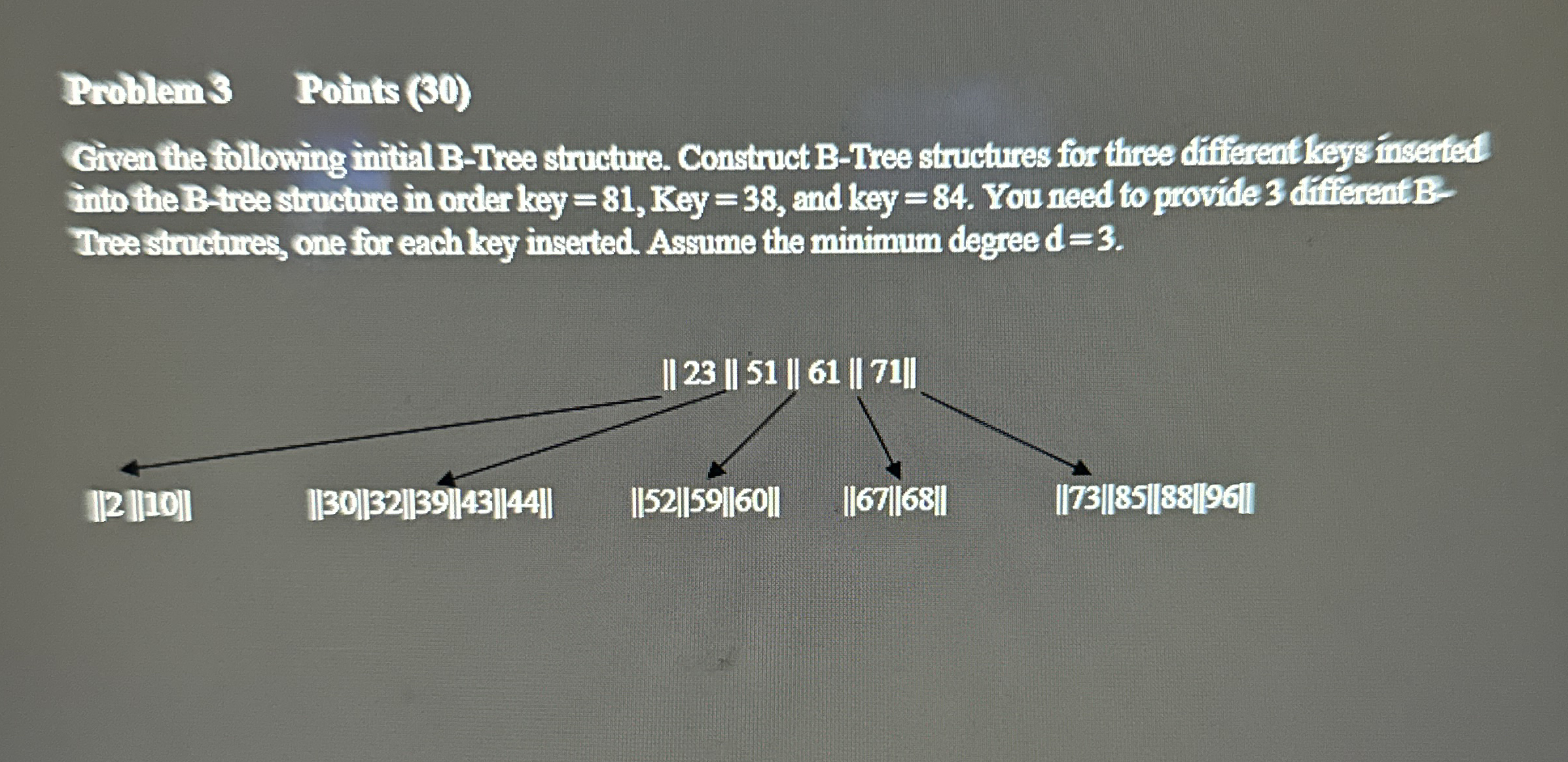 Problem 3 Points ( 3 0 ) Given the following