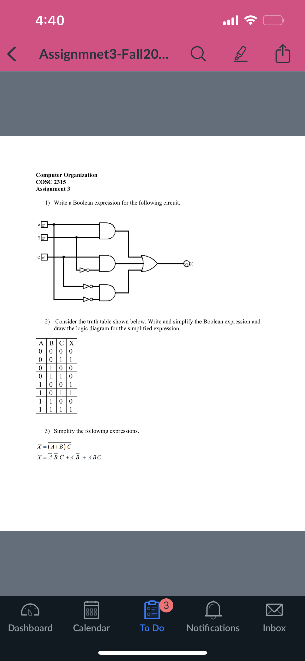Computer Organization COSC 2 3 1 5 Assignment 3