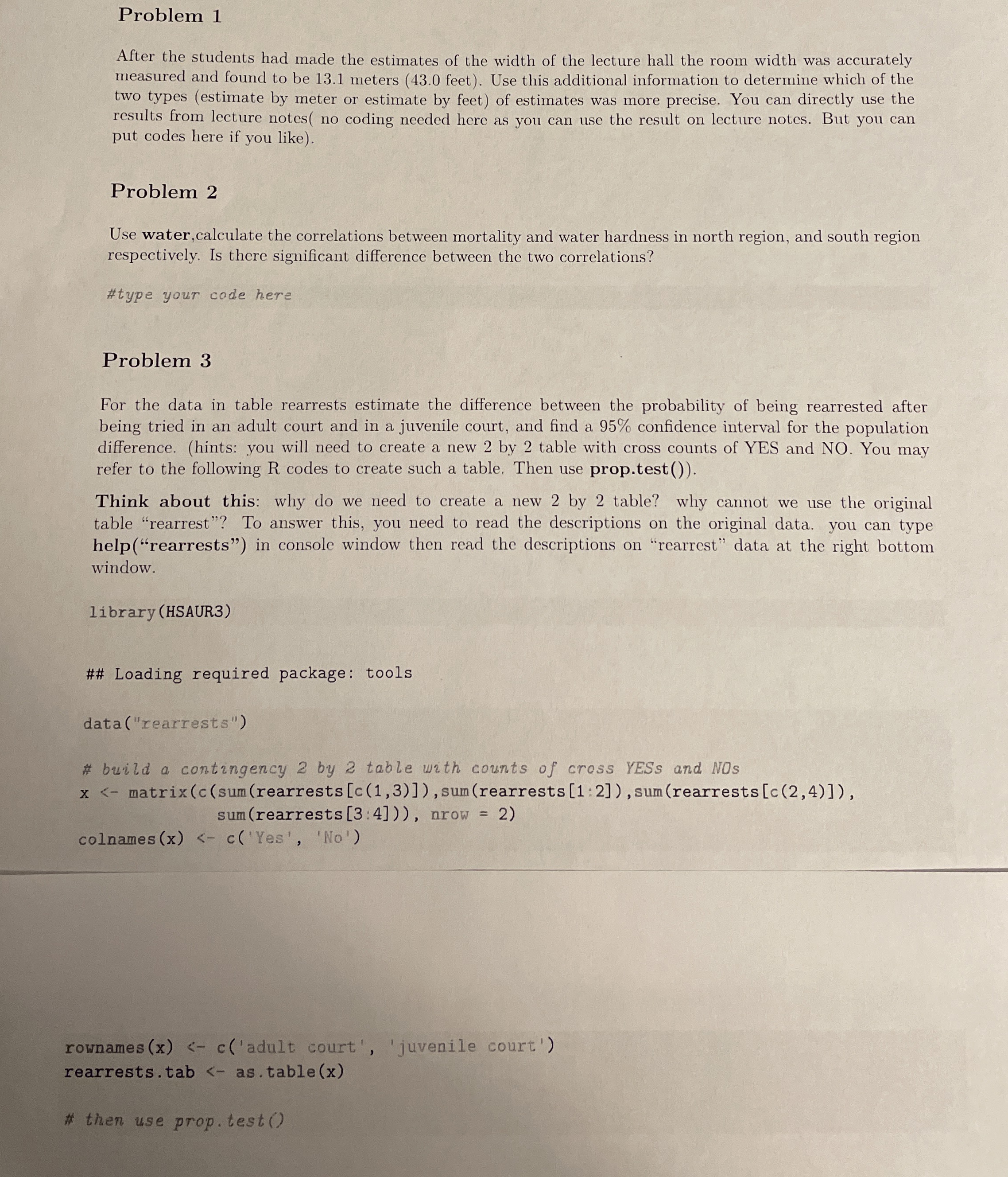 Problem 1 After the students had made the