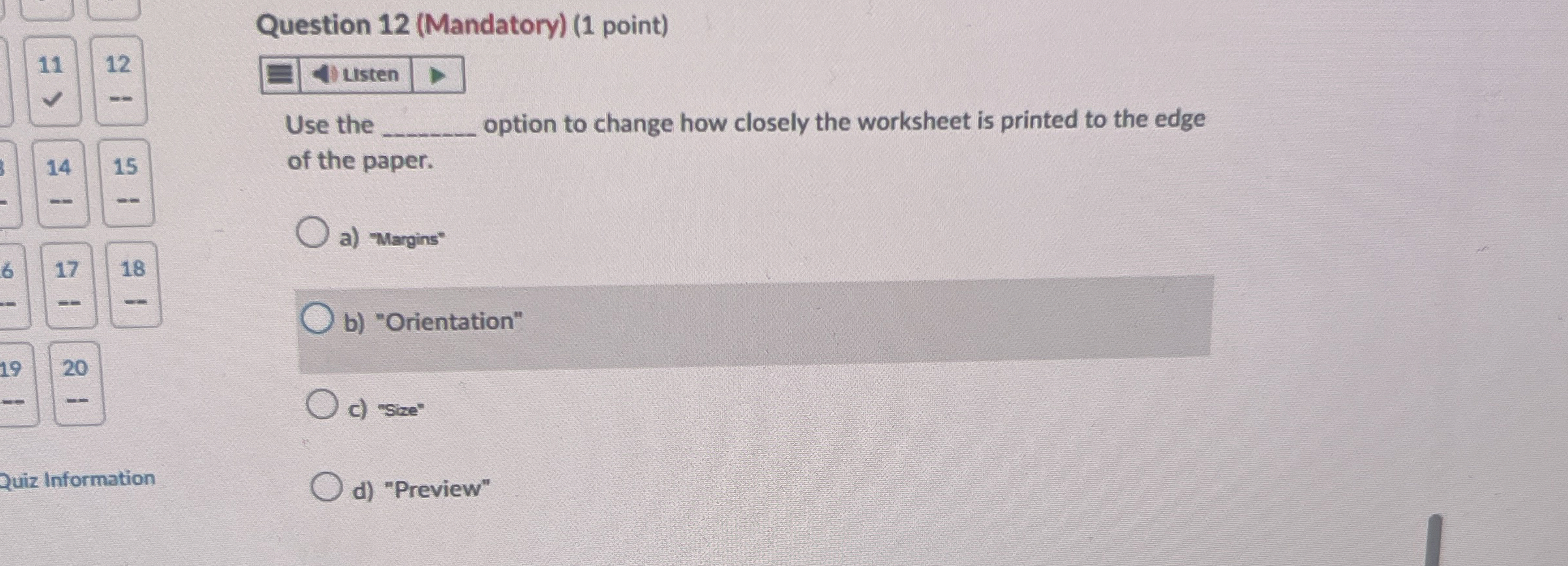 Question 1 2 ( Mandatory ) ( 1 point ) Use the