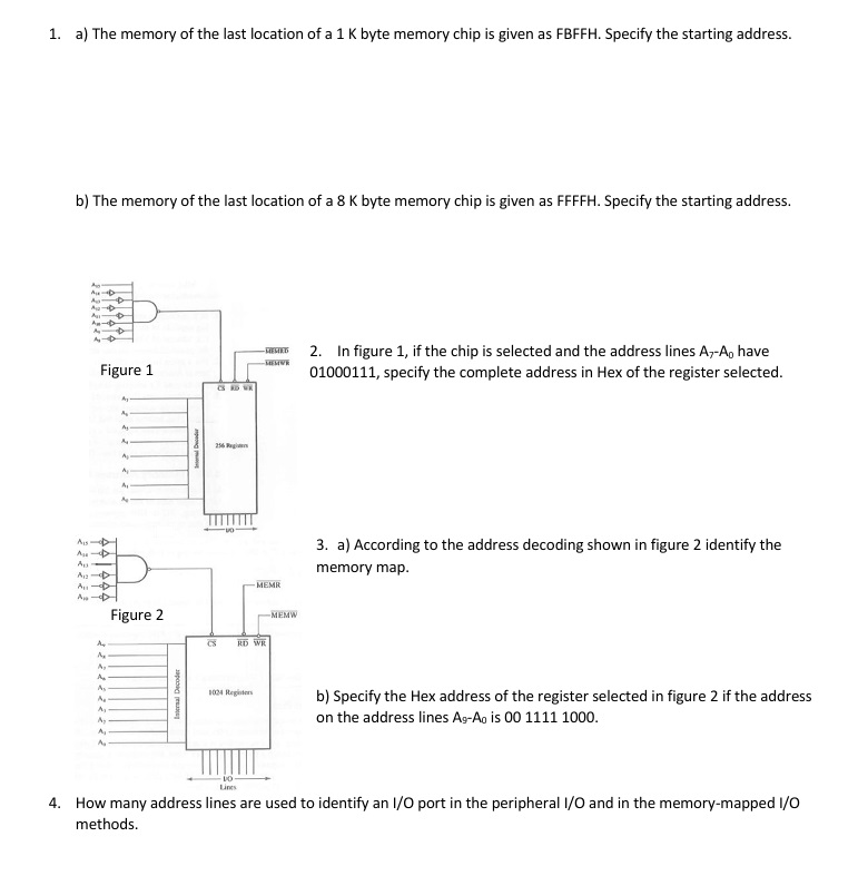 1 . a ) The memory of the last location of a 1 K