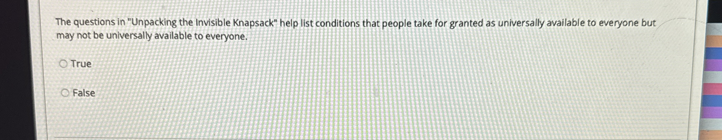 The questions in "Unpacking the Invisible