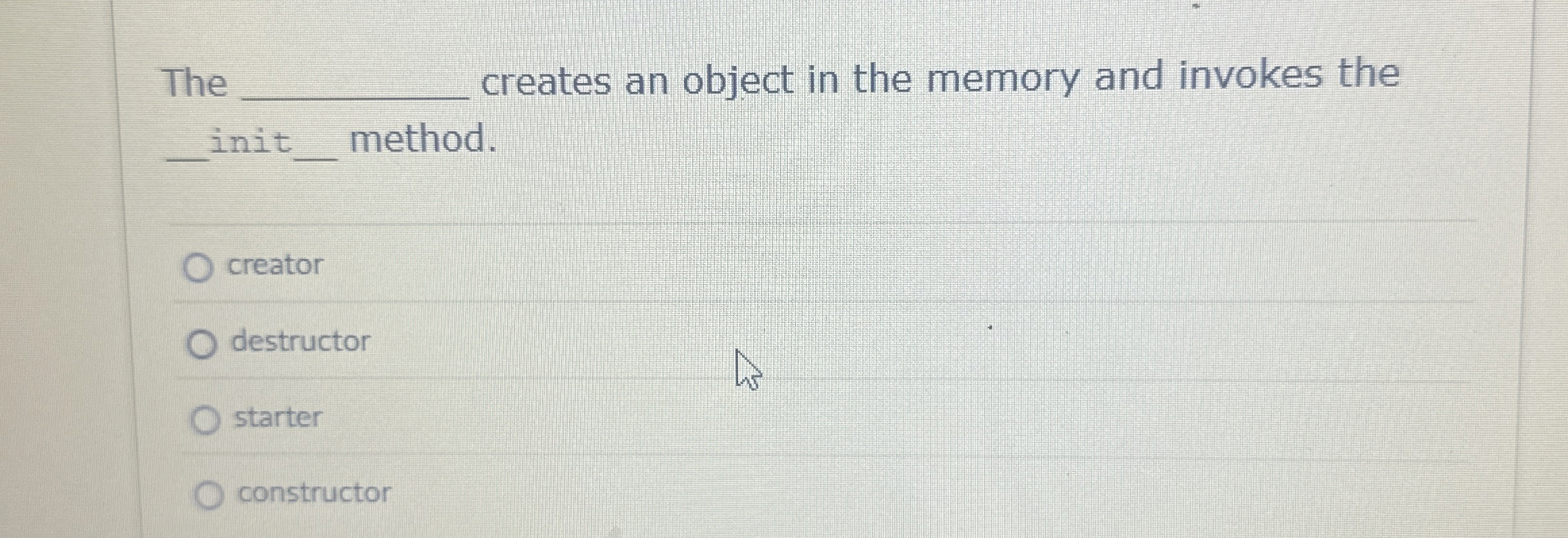 The creates an object in the memory and invokes