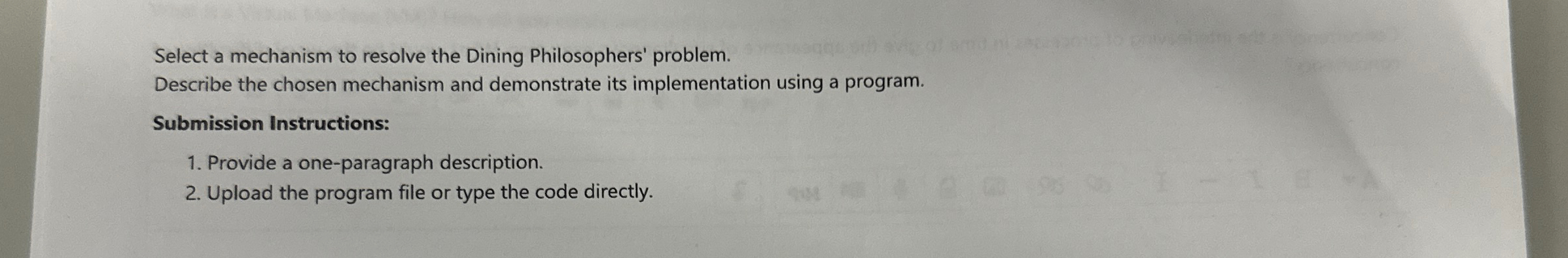 Select a mechanism to resolve the Dining