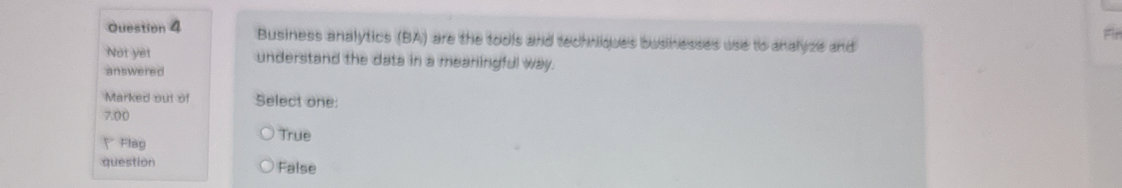 Question 4 Not yet answered Marked vit of 7 0 0
