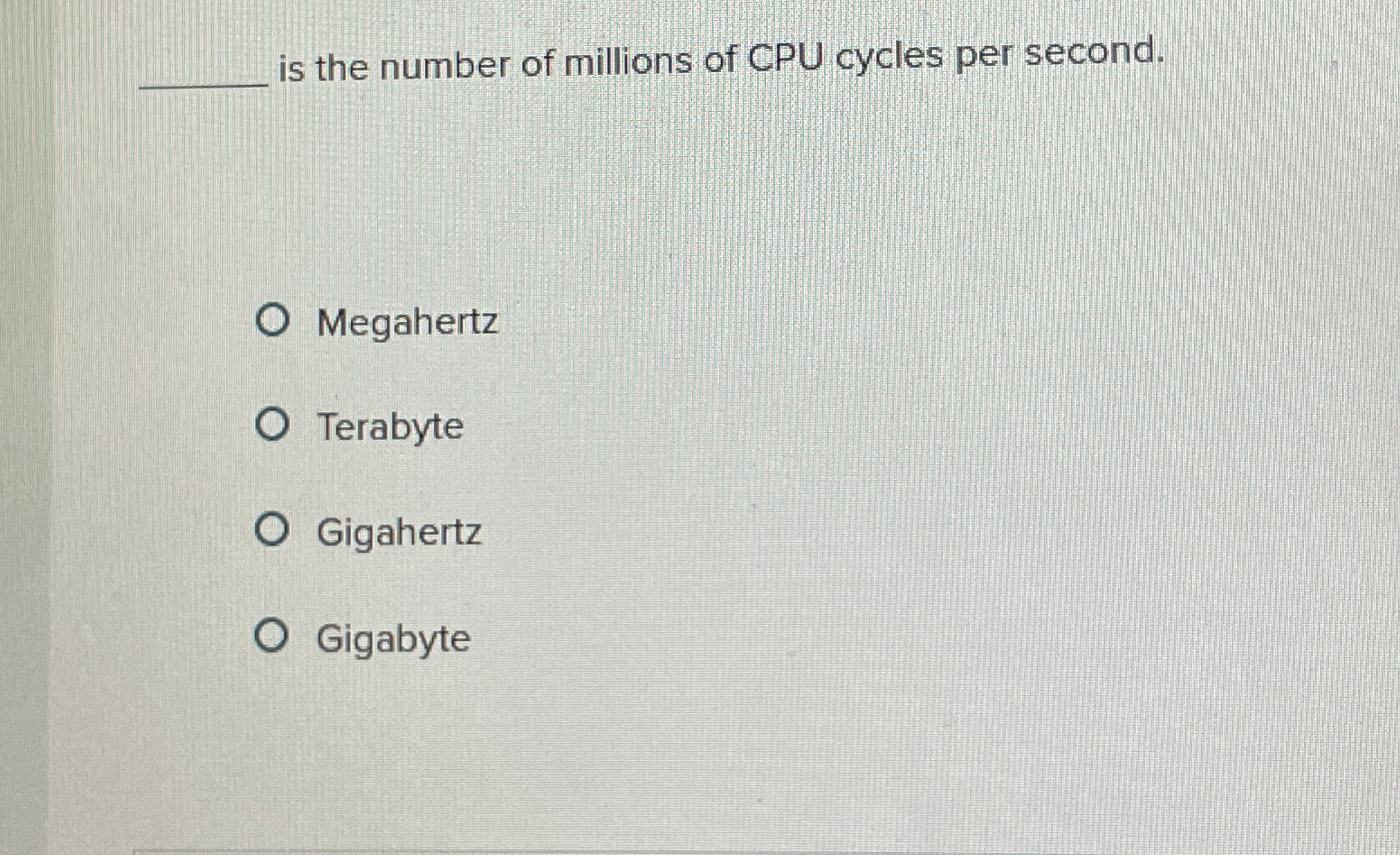 is the number of millions of CPU cycles per
